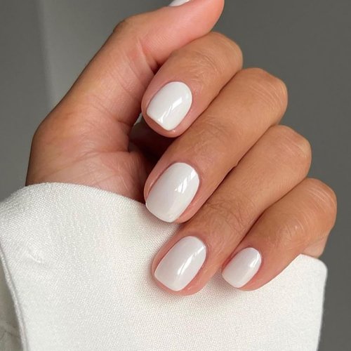 Spring Milky White Press on Nails Extra Short Square oval, Glossy Reusable Fake Nails White Acrylic Coffin False Nails Glue on Nails Artificial Nails Full Cover for Women Manicure Sets 24Pcs