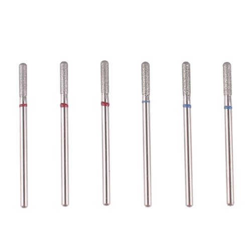 MZCMSL 6pcs Cylinder Cuticle Bits, Safety Manicure Drill Bits for Nail Prep, 3/32 Shank Diamond Nail Bits (Fine & Medium)