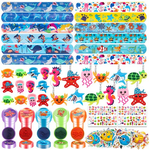 88Pcs Under the Sea Party Favors for Kids, Ocean Sea Animals Themed Party Supplies for Boys Girls, Cute Sea Animal Party Favors for Birthday Party Supplies School Rewards Prize for Kids