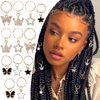 NAISKA Hair Clips 12pcs, Gold Butterfly Braid Charms, Star Hair Cuffs, Crystal Rhinestone Dreadlocks Accessories, for Women and Girls