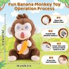 Emoin Monkey Stuffed Animals The Playful Monkey Interactive Toy, Angry Monkey Plush Don't Take His Banana Interactive Monkey Banana Realistic Plush Kids Toy
