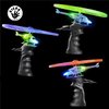 Kicko Flying Light-Up Toy - 2 Pack Ripcord Helicopter for Night Glow, Outdoor Playtime, Novelty, Rocket Flyer, Party Favor and Supply