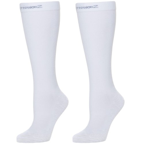 CompressionZ Compression Socks For Men & Women - 30 40 mmHG Graduated Medical Compression - Travel, Edema - Swelling in Feet & Legs - M, White