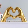 mozhixue Hand Gesture Statues, Heart Shape Love Finger Statue, Modern Art Sculpture Personalized Finger Gold Home Decoration for Wedding Home Office Desktop Gifts