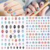 BENOSPACE 10 Sheets Evil Eye Nail Art Stickers Decals Cartoon Hamsa Hand Polka Dot Blue Eyes Pattern Hand of Fatima Nail Design 3D Self-Adhesive Nail Art DIY Decoration Accessories for Women Girls