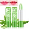 2PCS Aloe Vera Lipstick,Long Lasting Nutritious Color Changing Lip Balm,Natural Moisturizer Magic Temperature Color Change Lip Gloss,Green