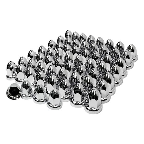 Grandroad auto 60 Pack Lug Nut Covers for Semi Trucks, 33mm by 2-1/2" Push-on Chrome Flat Top Nut Cover Caps ABS Plastic Anti-Rust Lug Nut Covers