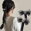 Generic 4Pcs Telephone Wire Hair Bands Bowknot Hair Ties Black Rhinestone Braided Spiral Phone Cord for Women Girls Ponytail Holder Daily Hair Accessories