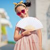 JOHOUSE White Paper Fans, 28PCS Handheld Folding Fans Foldable Bamboo Fans Japanese Chinese Style for Wedding DIY Crafting Wall Decoration Party Favors