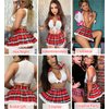 Avidlove Cosplay Lingerie for Women Sexy School Girl Outfit Role Playing Lingeri Set with Tie Top and Mini Skirt(White,XL)