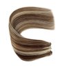 Wire Hair Extensions Chestnut Brown Mixed Platinum Blonde Highlights Real Wire Hair Extensions 20 inch Straight Invisible Wire Hair with Fish Line Natural Hair 100g