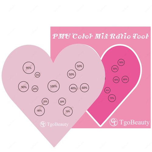 TgoBeauty Heart Cosmetic Makeup Palette Eyebrow Color Mix Ratio Tool Heart Nail Art Cosmetic Makeup Palette for Eye Brow Lip Permanent Makeup (Pink Heart Color Ratio Tool)