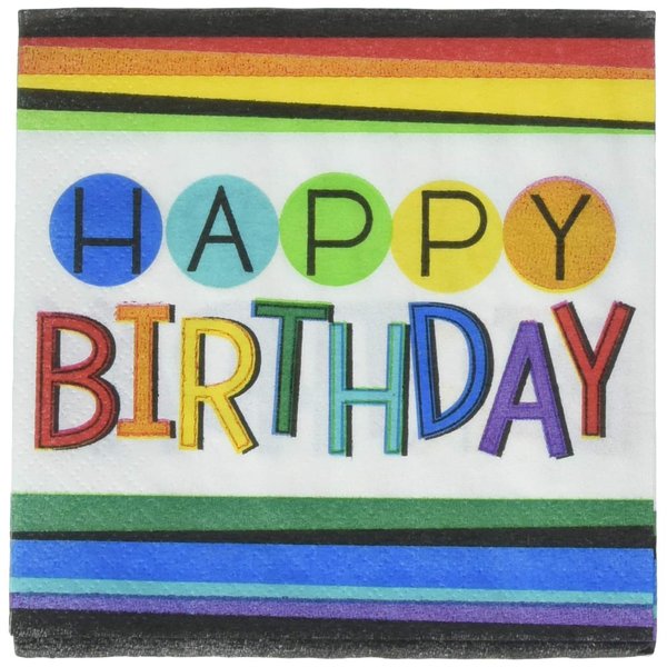 Amscan 501836 Rainbow Birthday Beverage Napkins, 16pcs