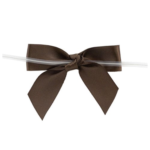 Brown Satin Pre-Tied Decorative Bows - 3" Wide, Set of 10, Christmas, Wedding Favors, Fall Decor, Birthday, Thanksgiving Gift Ribbons, Autumn, Gift Bows