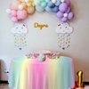 QUERICKY 9 Pack Pastel Rainbow Tablecloths for Round Table, 84x84'' Pastel Rainbow Plastic Round Table Cover for Girls Rainbow Birthday Party Decorations Princess Party Baby Shower Party Supplies