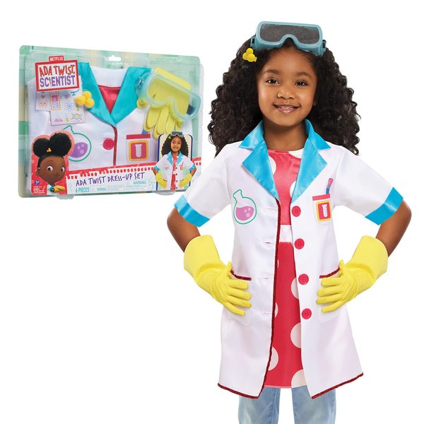 Just Play Ada Twist, Scientist Dress-Up Set, Size 4-6X, Includes Experiment Card and 5 Costume Accessories, Kids Toys for Ages 3 Up