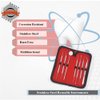 7 Pcs Oral Hygiene Kit Plaque Remover Professional Dental Picks for Teeth, Scraper, Serrated Tweezers, Mouth Mirror, Double Ended Picks for Gum Care Cleaning Set - Stainless Steel with Carrying Case