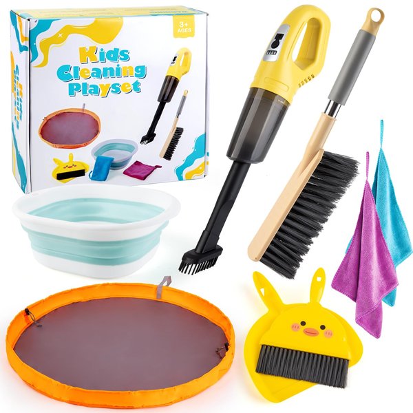 Kids Cleaning Set, Kids Cleaning Toy Set with Working Handheld Vacuum, Toddler Cleaning Set, Pretend Play Home Cleaning Set, Toddlers Cleaning Toys for Girls Boys