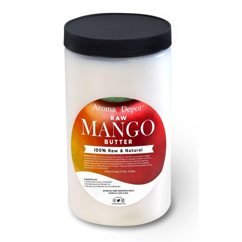 2 lb Mango Butter Raw Unrefined 32 oz. JAR 100% Natural Great for Skin, Body, Hair Care. DIY Body Butter, Lotions, Creams Reduces Fine Lines, Wrinkles, used for eczema psoriasis, Hexane-free