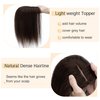 SEGO Human Hair Toppers for Women With Thinning Hair 7 * 13CM Silk Base 100% Real Human Hair Clip in Top Wiglet Hair Pieces -6 Inch No Bangs Dark Brown