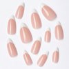 Bellelfin 120Pcs White French Tip Press on Nails Almond Shape Fake Nails, Full Cover Glossy Nude False Nails Acrylic Glue on Nails with 5 Sheets Adhesive Tabs for Women Girls Finger Nails Design