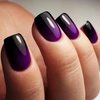 Short Press on Nails Purple Fake Nails Gradient Purple Black False Nails with Gradient Designs Square Shaped Glue on Nails Cute Stick on Nails Full Cover Acrylic Nails Glossy Artificial Nails 24Pcs