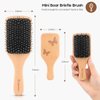 Hair Brush, 2 Pack Boar Bristle Paddle Hairbrush for Women Men Kids Reducing Frizzy, No More Tangle, Small Travel Brush Tail Comb & Giftbox Included