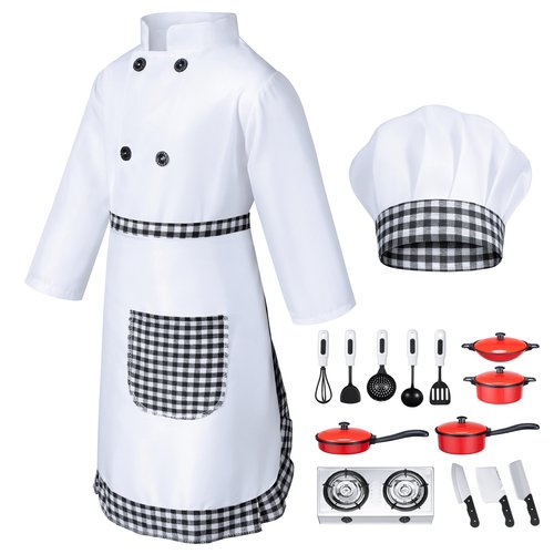 Kids Chef Costume for Boys Girls Kitchen Cooking Party Cosplay 3-4T Black