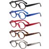 JOSCHOO 5 Pack Retro Round Reading Glasses Mini Small Comfortable Readers for Women Men (5 Mix, 3.0)Medium