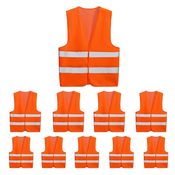 10 Pack Mount Marter safety vest reflective running vest for men and women, 360° super bright, High visibility & Long distance, Orange safety reflective vest for traffic, construction and outdoor work