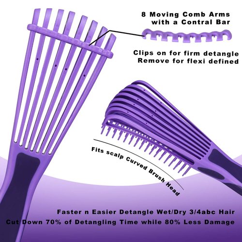 BESTOOL Detangling Brush for Natural Hair, Detangler for 3/4abc Curly, Coily, Kinky Hair, Detangle Wet/Dry Easily with No Pain (Purple)