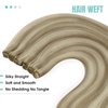 YoungSee Sew in Hair Extensions Real Human Hair Highlight Human Hair Weft Extensions Light Brown with Blonde Highlight Smooth Weft Hair Extensions Real Human Hair no Tangle 20Inch 100G