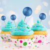 ASTARON 20 Pcs Ball Cake Topper Decorations Mini Balloons Cake Topper Sticks Blue Glitter Balls Cake Picks Cake Topper Balls Cake Decorations for Wedding Birthday Cake Decorations