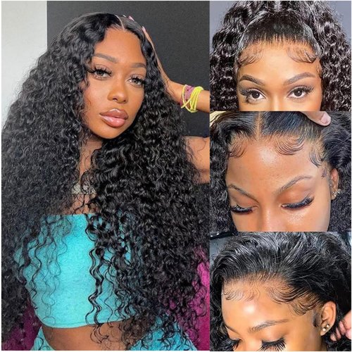 26 Inch Water Wave Lace Front Wigs Human Hair 200% Density 13x6 Wet and Wavy HD Transparent Lace Frontal Wig For Black Women Glueless Wigs Human Hair Pre Plucked with Baby Hair