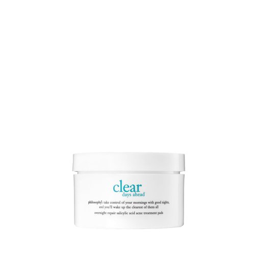 philosophy clear days ahead overnight repair acne treatment pads - with salicylic acid - remove dead skin cells to keep pores clear and prevent future breakouts - 60 ct.