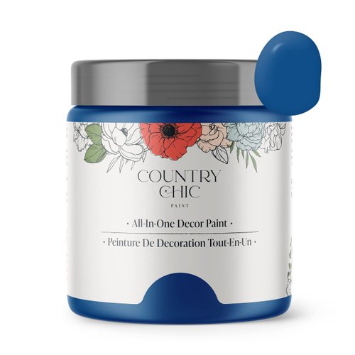 Country Chic Paint - Chalk Style All-in-One Paint for Furniture, Home Decor, Cabinets, Crafts, Eco-Friendly, Matte Paint, Bling Bling [Royal Blue] Sample 4oz
