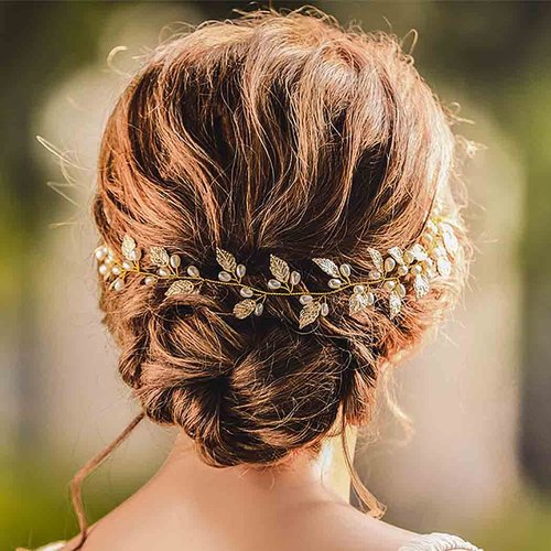 JONKY Leaf Hair Vine Pearl Hair Piece Gold Hair Accessory Bridal Headband Wedding Headpiece for B...