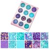 Mesiyun Nail Art Blue Glitter Sequins 3D Pearl Nails Shining Flakes Acrylic Powder Dust Chunky Flake 12Jars