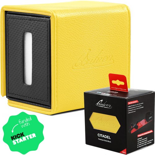 Quiver Time Yellow Citadel Deck Block - 100+ Commander MTG Deck Box for Cards - Card box holder for Cards, Dice and Tokens, Custom Deckbox Divider - Quiver Card Cases Compatible | TCG Card Deck Box