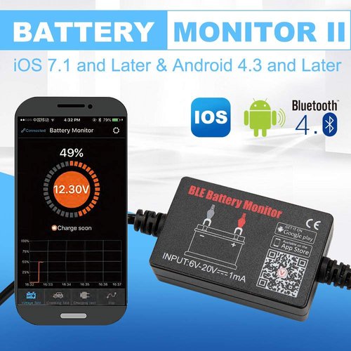 Battery Monitor BM2 BM3 Bluetooth 4.0 Wireless Battery Tester 12V Automotive Battery Load Tester,Automotive Charging and Cranking System Monitor Digital Battery Analyzer for Android & iOS