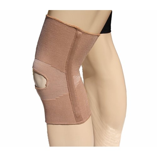 Alpha Medical Open Patella Compression Support Knee Brace Sleeve With Anti-Roll Support Stays – Knee Stabilizer – Knee Pain Relief (Medium Beige)