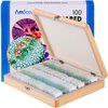AmScope PS100D Prepared Microscope Slide Set for Basic Biological Science Education, 100 Anatomy and Botany Slides, Set D, Includes Fitted Wooden Case