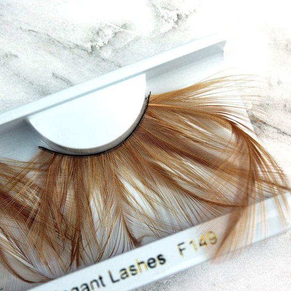 Elegant Lashes F149 Premium Brown/Caramel/Tan Feather False Eyelashes Halloween Dance Rave Costume