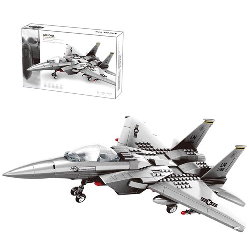 ENHANA Fighter Jet Building Block Set 227 Pcs F-15 Eagle Fighter Jet Building Toys Set – Building Block Plane Toy for Kids Older Than 8 and Adults Compatible with All Building Bricks