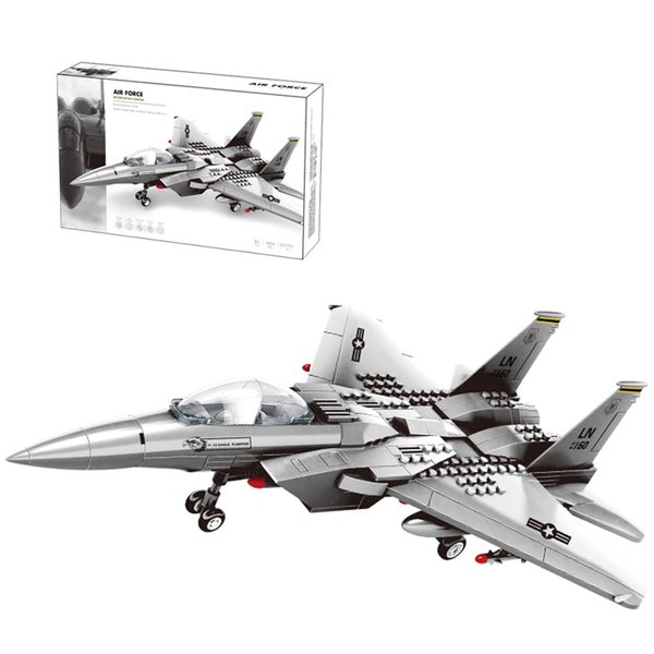 ENHANA Fighter Jet Building Block Set 227 Pcs F-15 Eagle Fighter Jet Building Toys Set – Building Block Plane Toy for Kids Older Than 8 and Adults Compatible with All Building Bricks