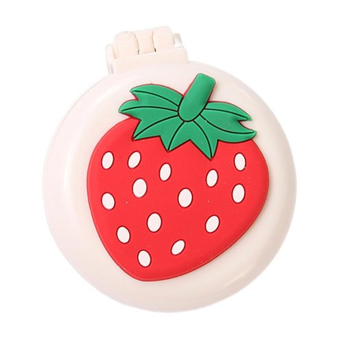 1Pc Travel Hair Brush with Mini Mirror - Portable Folding Round Massage Brush for Girls and Women, Strawberry Hair Care