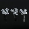 3pcs Crystal Bride Wedding Pearl Hair Pins Flower Hair Piece Rhinestone Bridal Hair Accessories for Women and Girls Silver Flower Headpieces for Brides Bridesmaids Women Girls