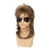 Sallcks Mens Mullet Wigs Brown Curly 70s 80s Retro Cosplay Costume Wig Rocker Disco Fancy Show Wigs - Light Brown