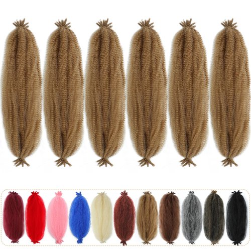 Springy Afro Twist Hair 24 inch Marley Hair for Faux Locs Kinky Marley Twist Braiding Hair Blonde Cuban Afro Spring Twist Crochet Hair for Women Soft Locs Marley Braid Hair Extensions by SIXERSI