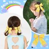 3PCS Back to School Bows Pencil Hair Clips, IKOLA Glitter Leather Yellow Pencil Hair Bows First Day of School Hair Accessories for Girls Toddler Kids Teacher
